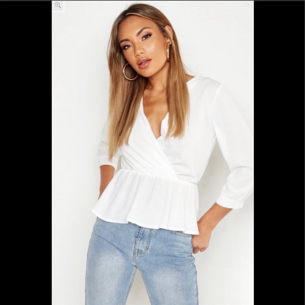 Woven Wrap Peplum Top